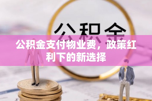 办理公积金支付物业费，政策红利下的新选择